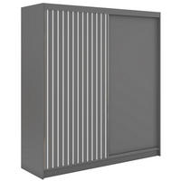 SCHWEBETÜRENSCHRANK mit Lamellen LUMOS - 200 - Grau und Weiß - Alufarben/Weiß, Holzwerkstoff/Metall (200/216/61cm) - MKS
