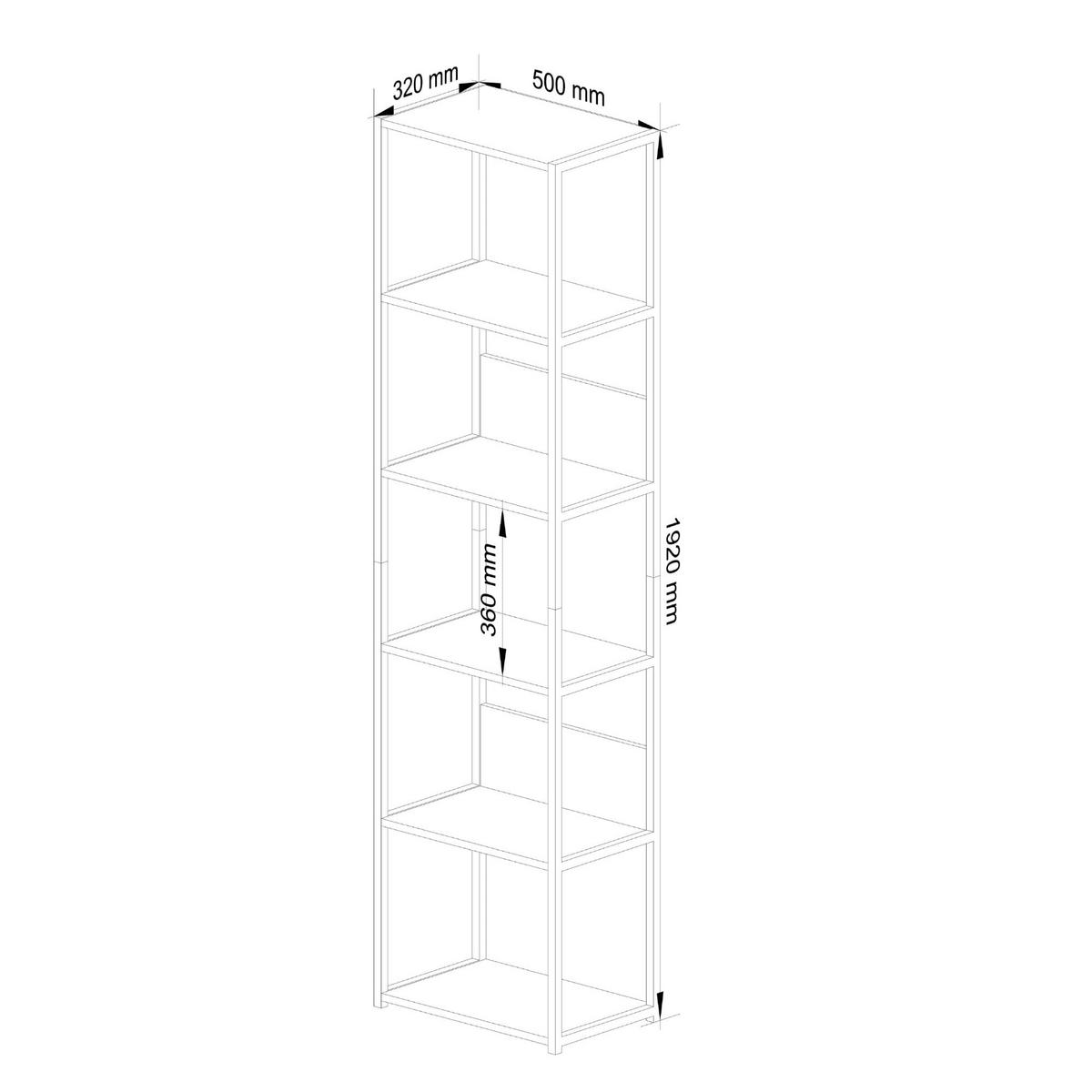 INDUSTRIEREGAL Schwarz, Eiche Artisan 50x192x32 cm - Schwarz/Eiche Artisan, Holzwerkstoff/Metall (50/192/32cm) - Akord