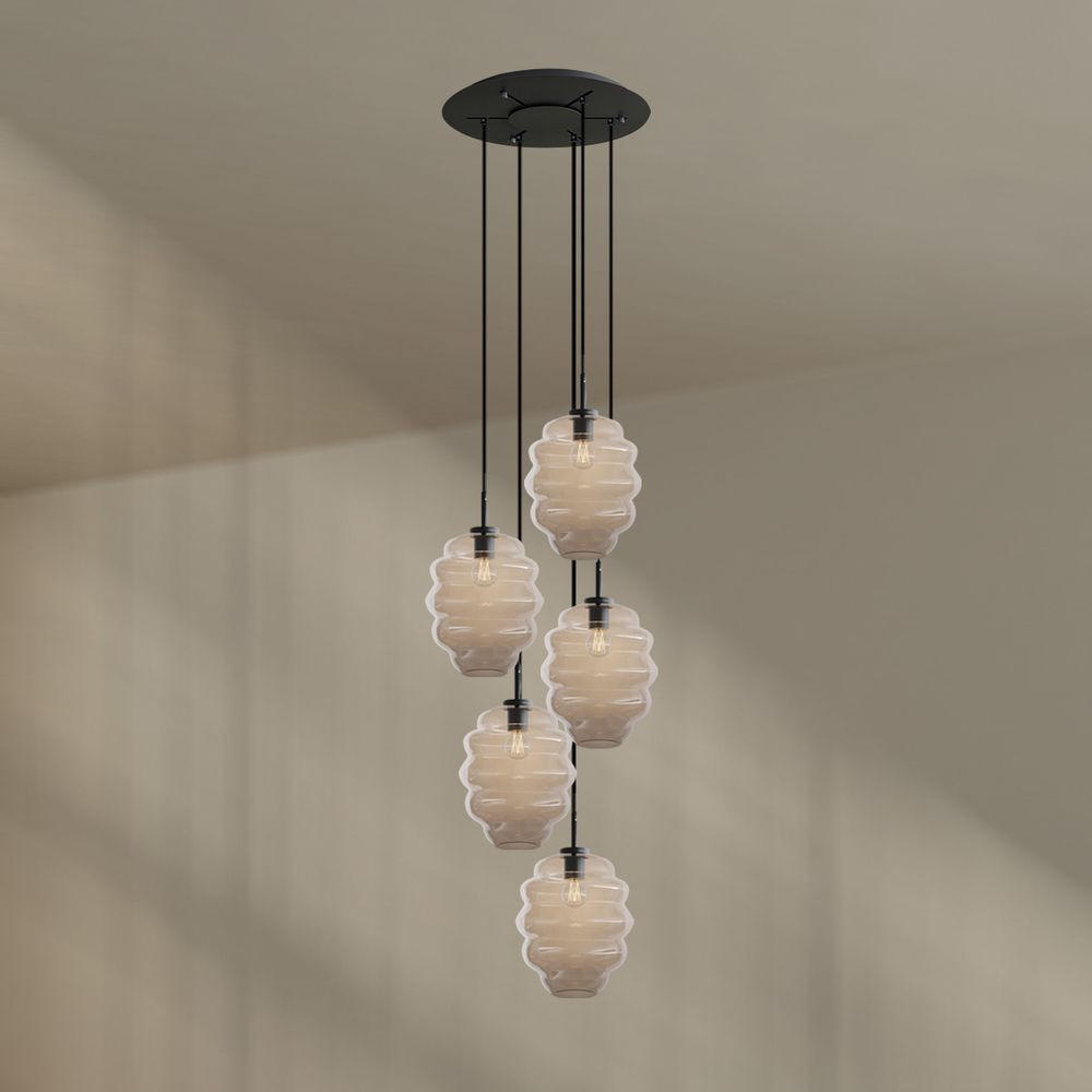 GALERIELEUCHTE Echos 5-flammig Klar Ø 25cm - Klar/Schwarz, Glas (25/25/28cm) - s.luce