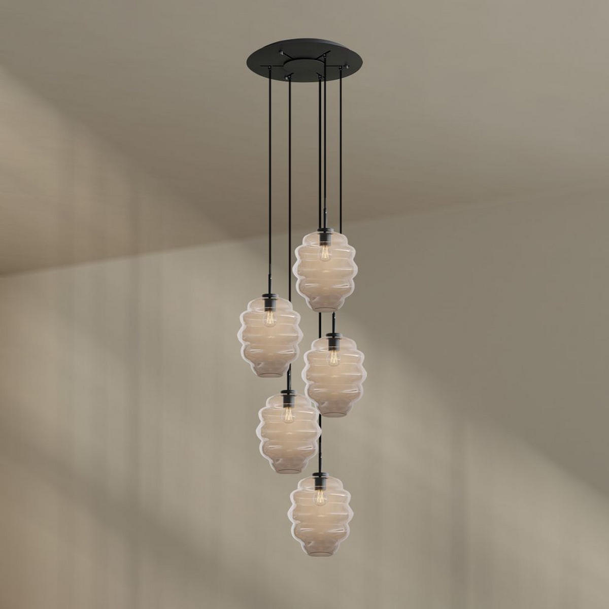 GALERIELEUCHTE Echos 5-flammig Klar Ø 25cm - Klar/Schwarz, Glas (25/25/28cm) - s.luce