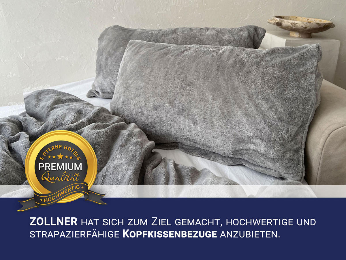 KISSENBEZUG, 2er-Set, 40x80 cm, 100% Polyester - Anthrazit, Textil (40/80cm) - Zollner