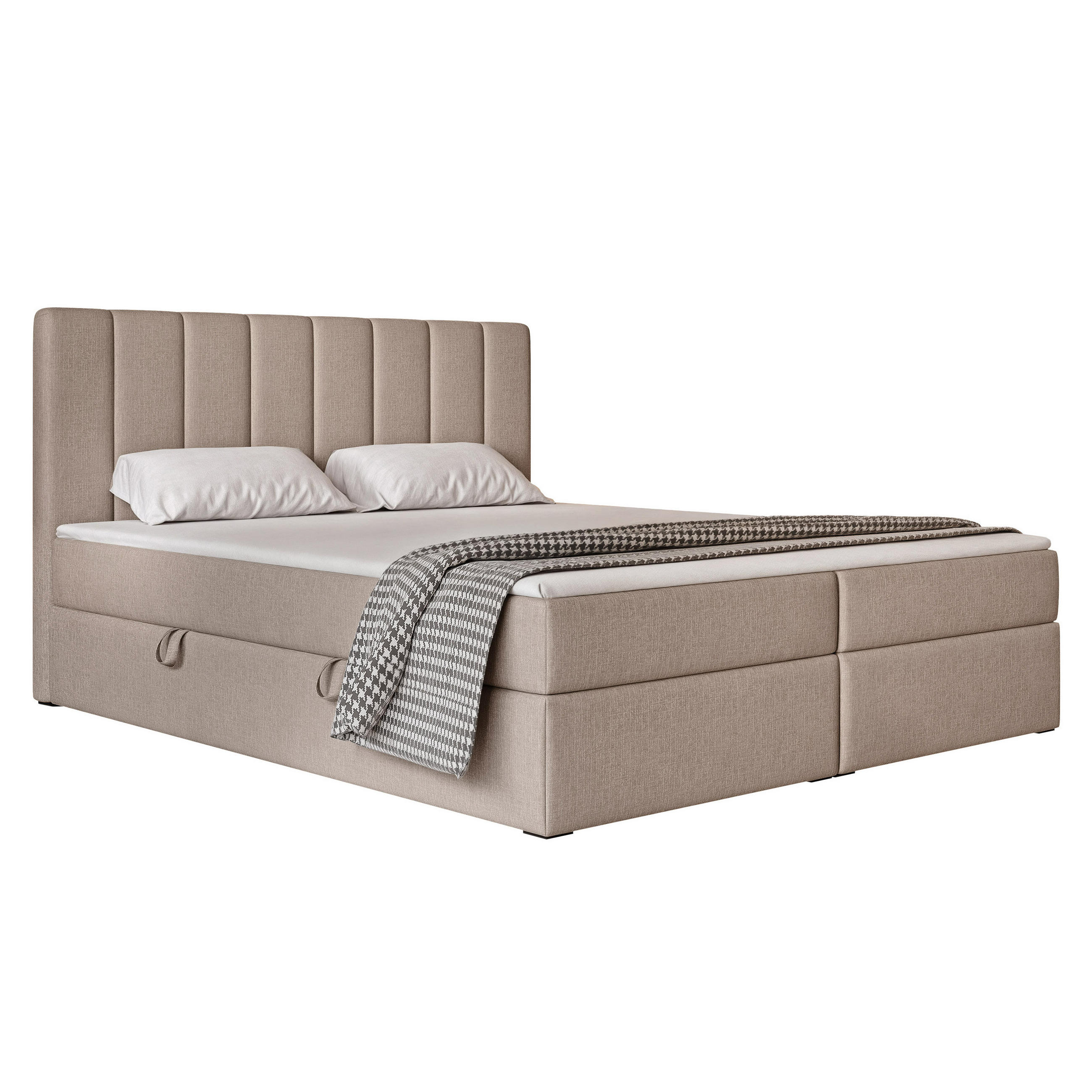 BOXBETT LEO 180/200 cm mit Matratze und Topper, Cappuccino - Schwarz/Cappuccino, Holzwerkstoff/Kunststoff (180/200cm) - Idohome