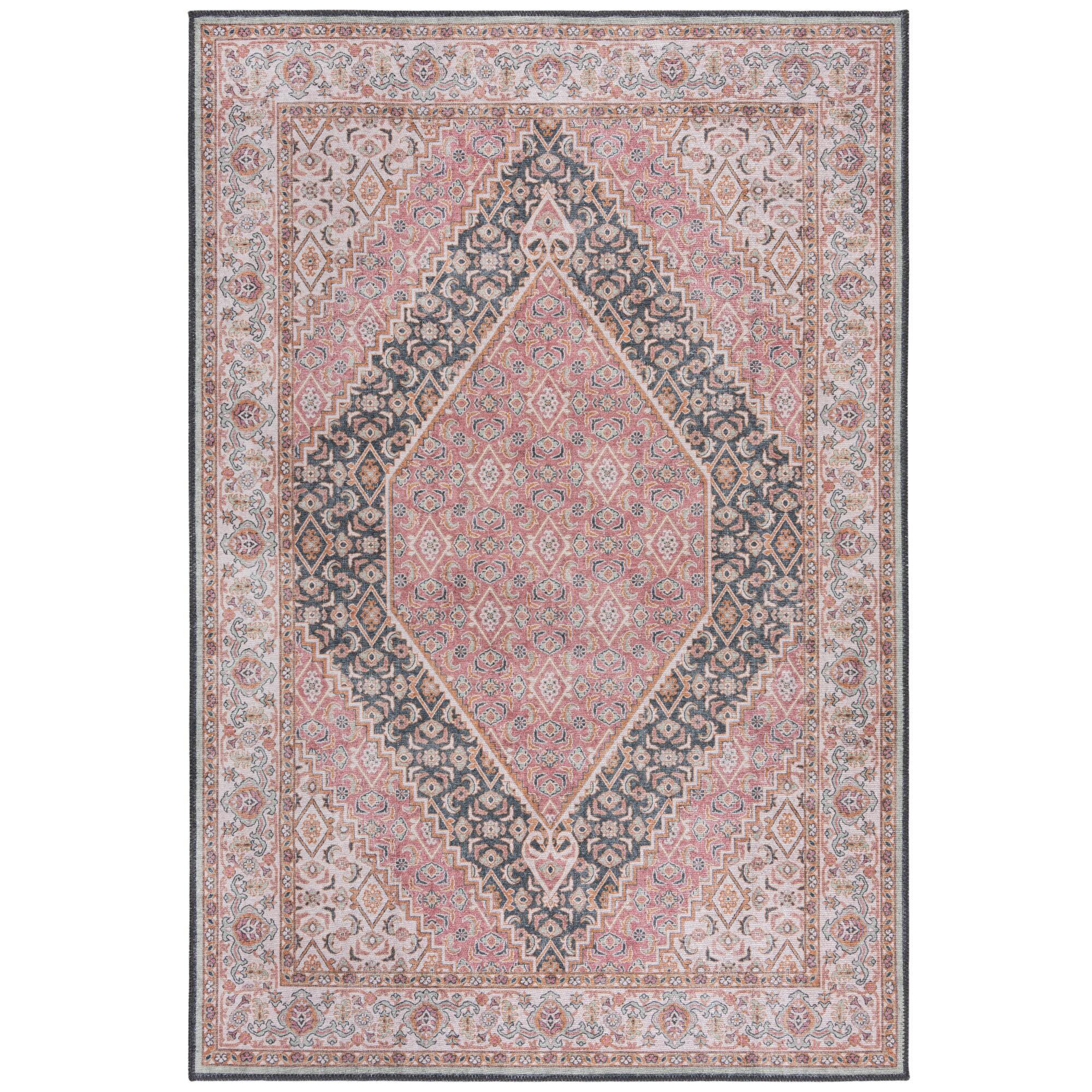 TEPPICH Waschbar HURST, orientalisch mit Medaillon, Rosa, 190 x 290 cm - Rosa, Textil (190/290cm) - KADIMA DESIGN