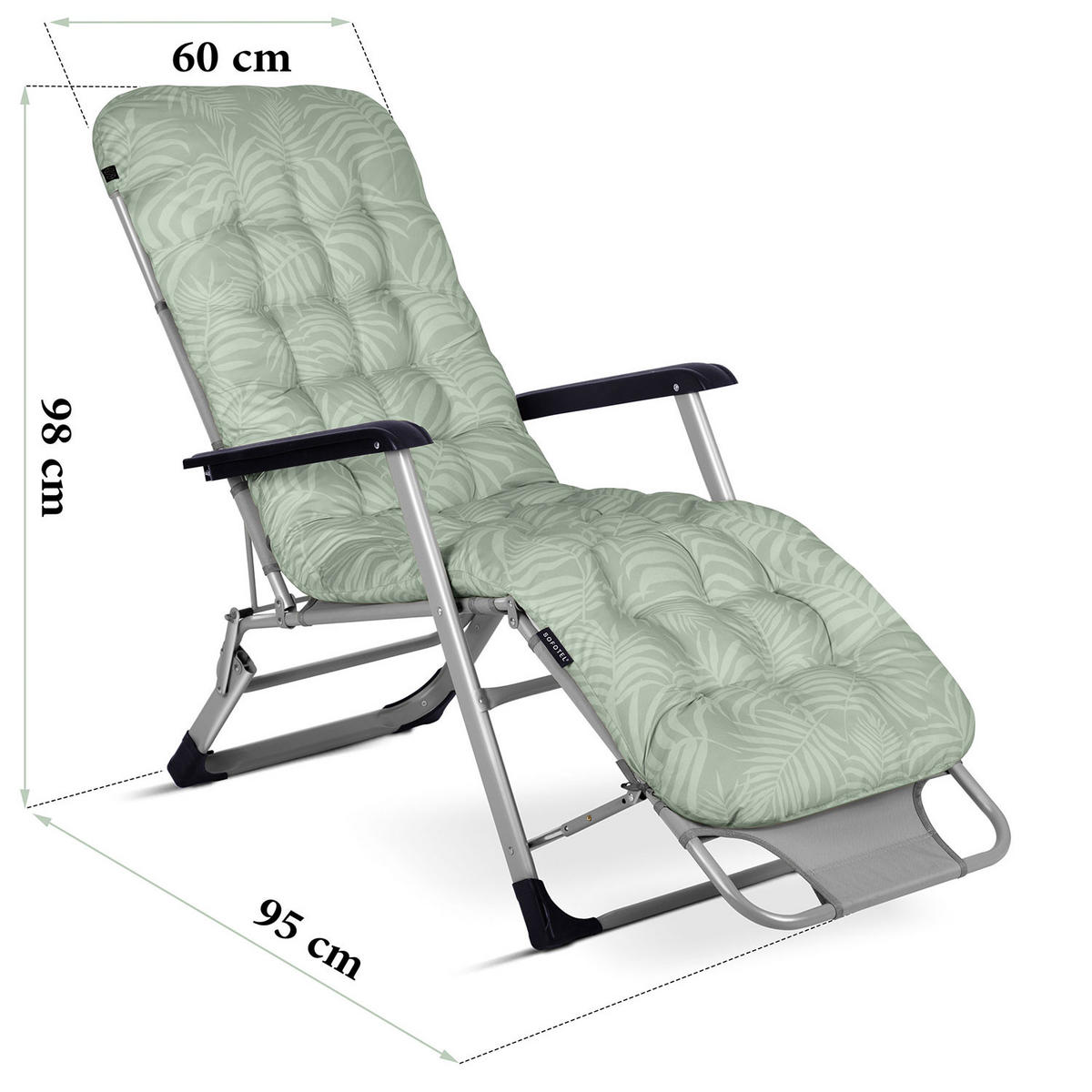 GARTEN-RELAXSESSEL Klappbarer mit Kissen, Hellgrün - Hellgrün, Metall (60/102/110cm)
