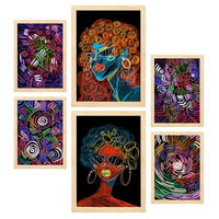 POSTER Set Mit 6 Krasse Formen 2 In Weibliche Zusammenfassung A3 & A4 Rahmen Aus Hellem Holz - Beige, Papier (29/3cm) - Nacnic