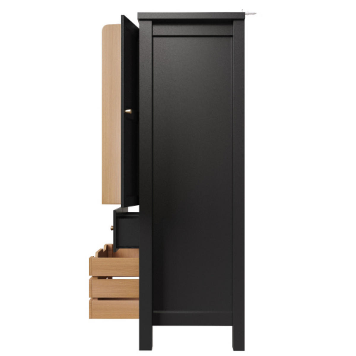 SIDEBOARD 80×40×140 cm aus MDF & Metall mit großem Stauraum und Kippschutz, schwarz - Schwarz, Holzwerkstoff (80/140/40cm) - Luhomfu