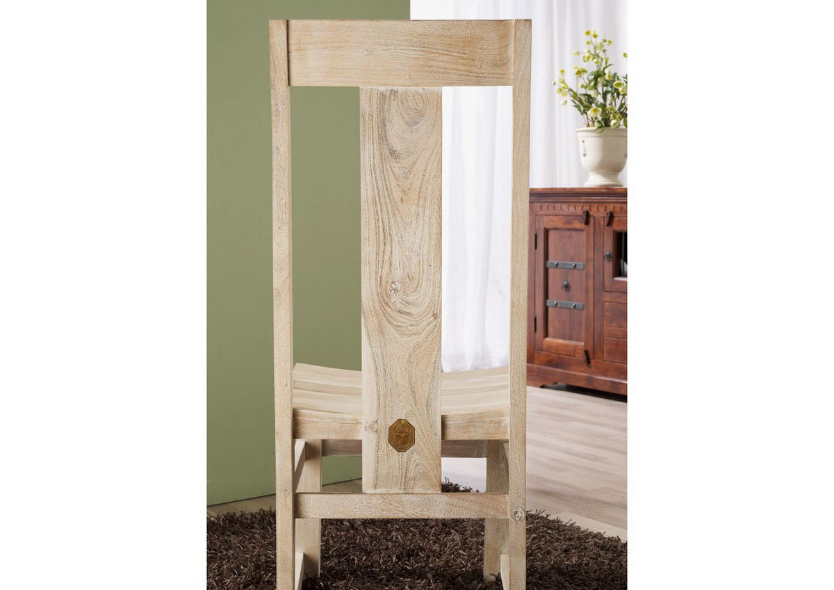 STUHL Massivholz 45 x 47 x 110 cm beige NATURE WHITE #122 - Beige, Holz (45/110/47cm) - Massivmoebel24
