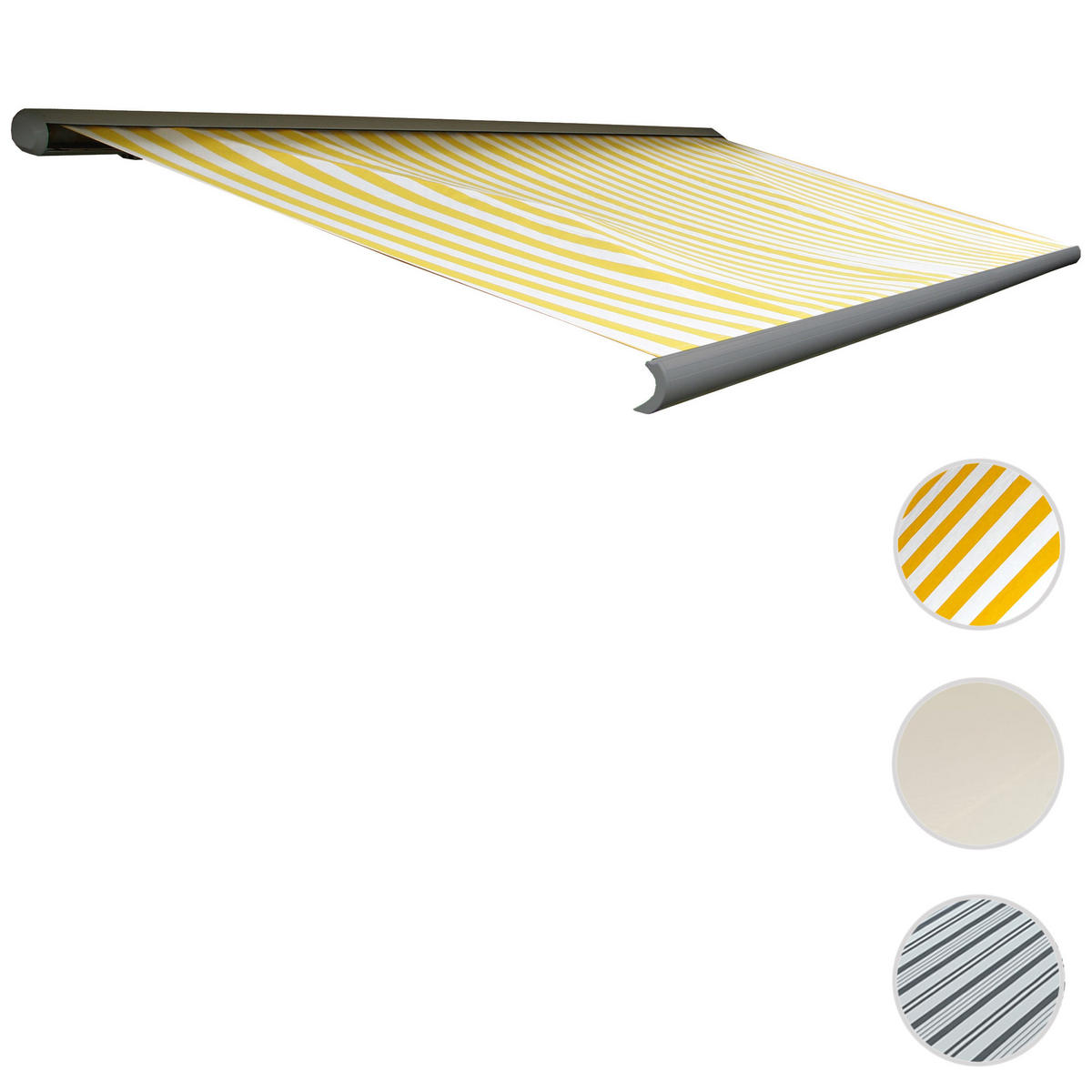 ELEKTRISCHE KASSETTENMARKISE Gelb, Weiß, Grau - Gelb/Weiß, Textil (400/23/300cm) - MCW