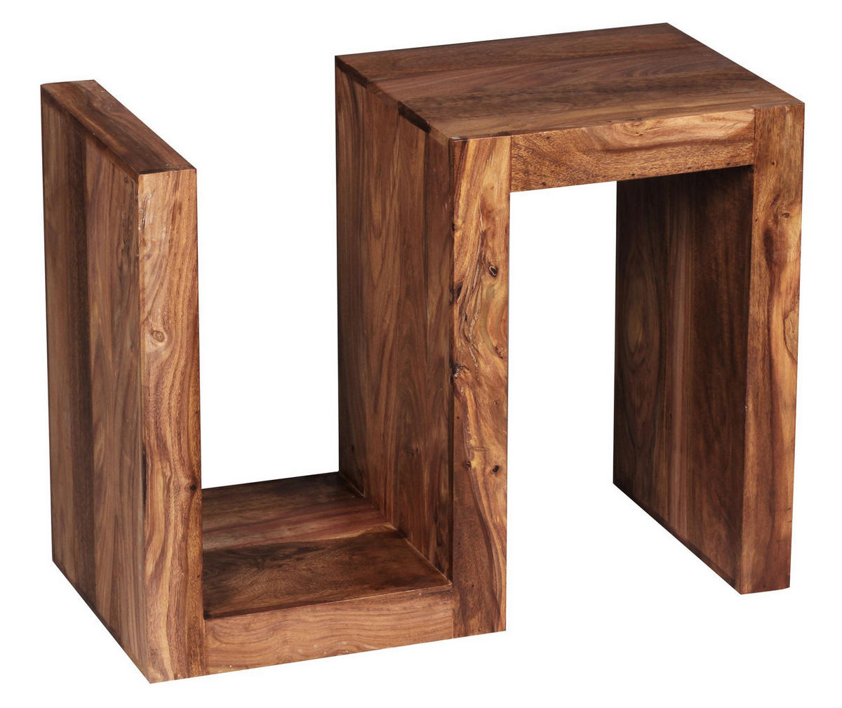 BEISTELLTISCH Massivholz S-Form Handgefertigt, Braun 44x30x60 cm - Braun, Holz (30/44/60cm) - KADIMA DESIGN