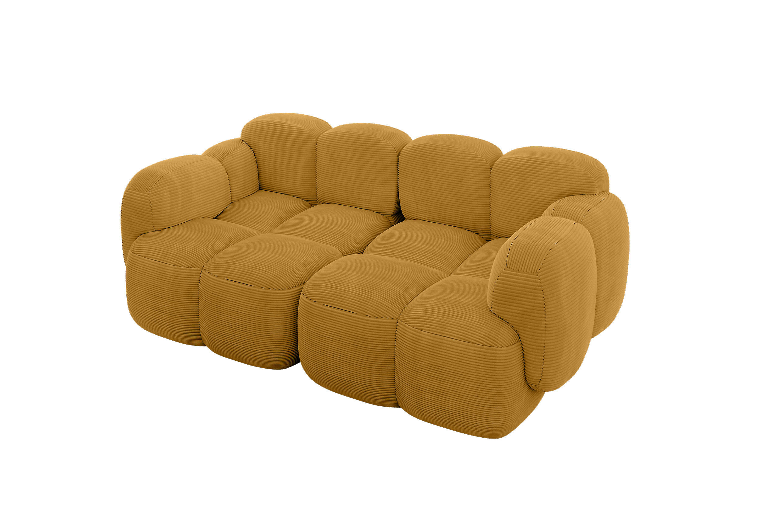 2-SITZER modulares Sofa Miko-S1 214x118x75 cm Senfgelb Cord - Schwarz/Honig, Holzwerkstoff/Kunststoff (214/75/118cm) - ALTDECOR
