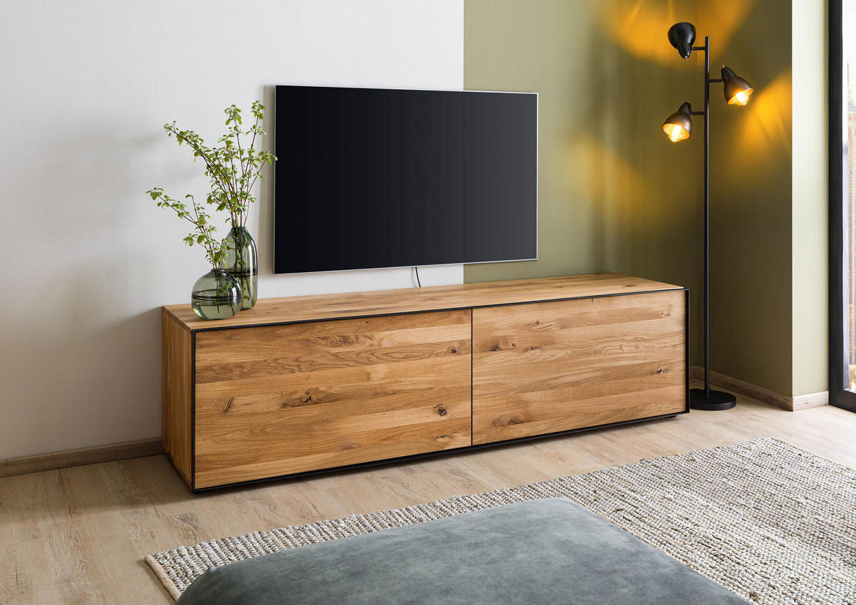 LOWBOARD Wildeiche 200x53x55 natur geölt STARNBERG #10 - Naturfarben, Holz (200/55/53cm) - Massivmoebel24