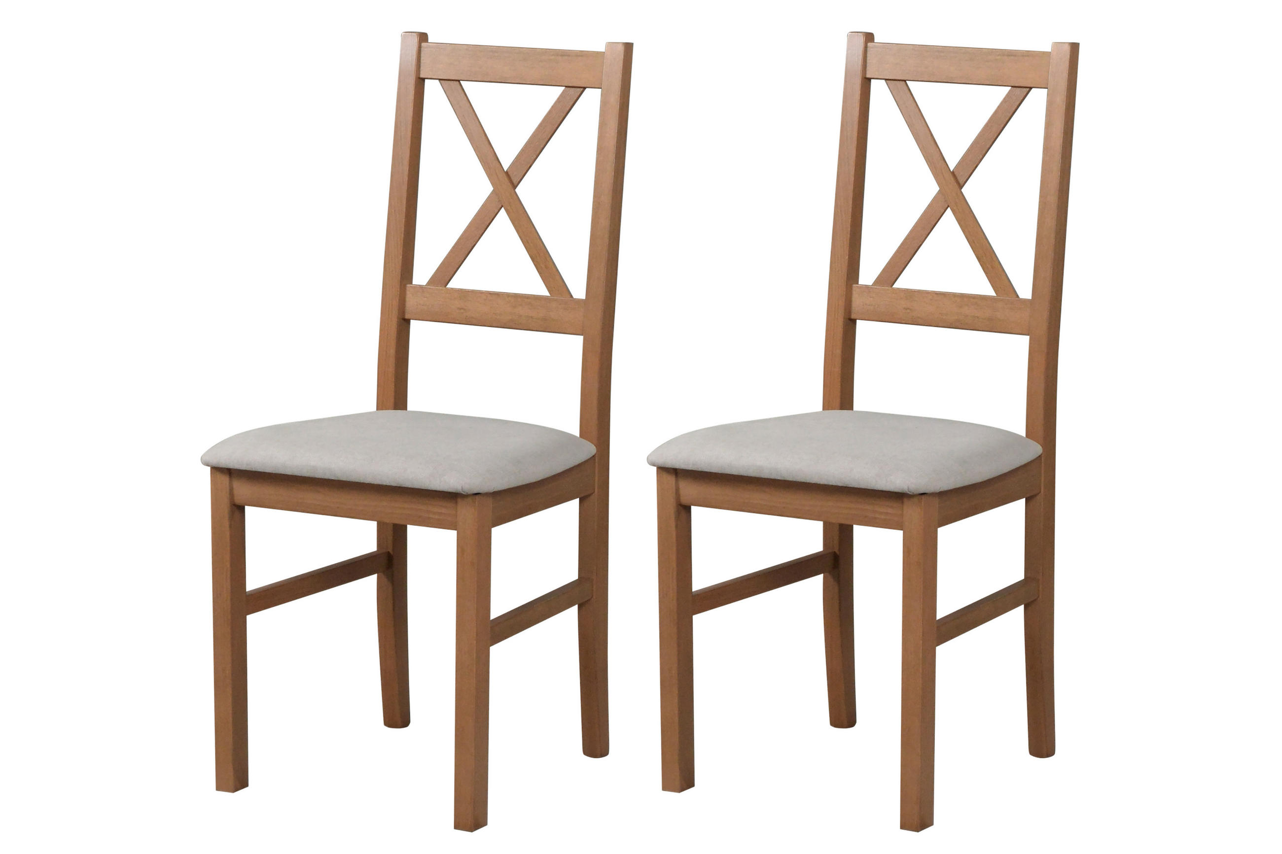 STUHL Nilo 10 (2er Set) - Hellbraun/Beige, Holz (43/94/40cm) - Leaf Design