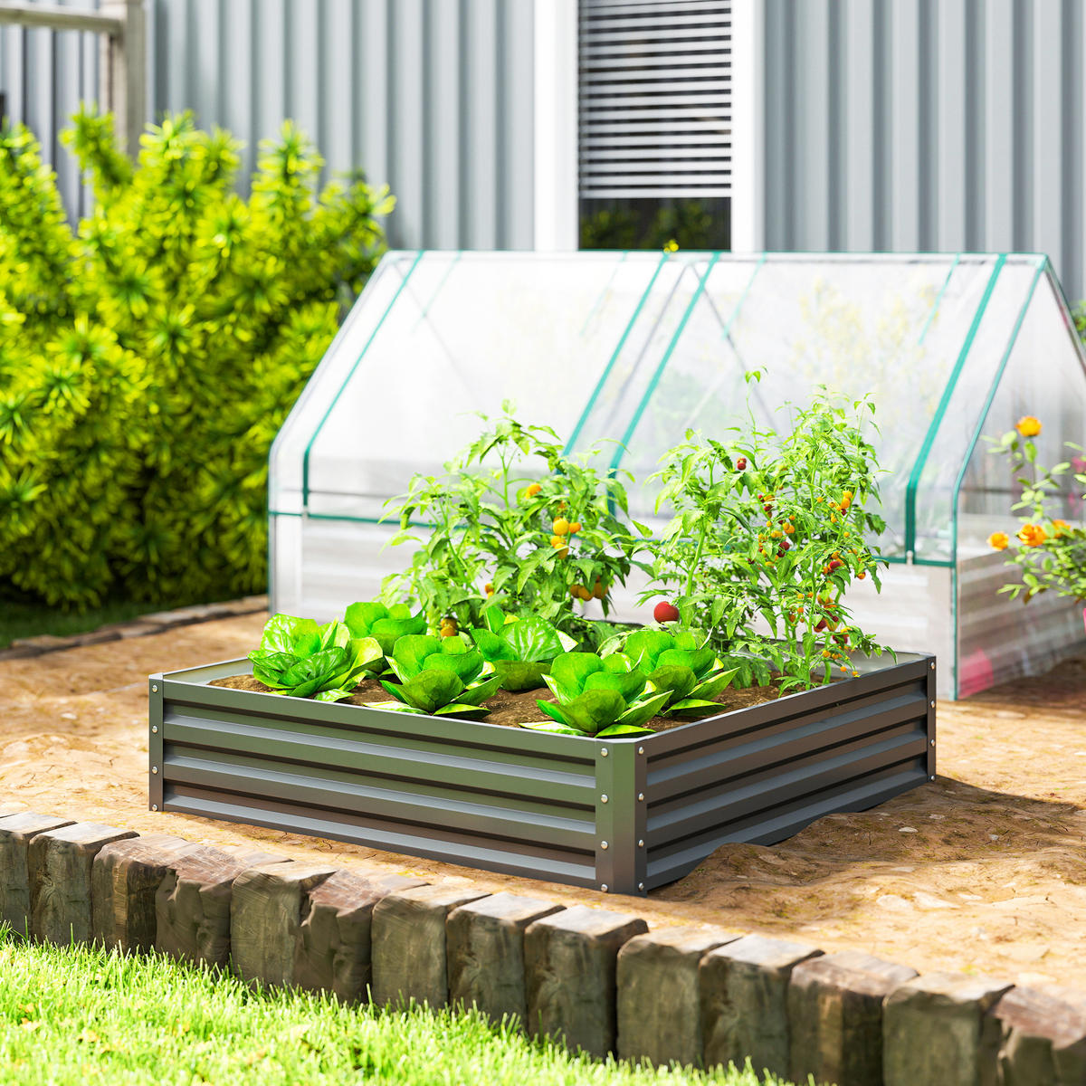 Hochbeet Verzinkter Stahl Hellgrau - Hellgrau, Metall (120/30/120cm) - Outsunny