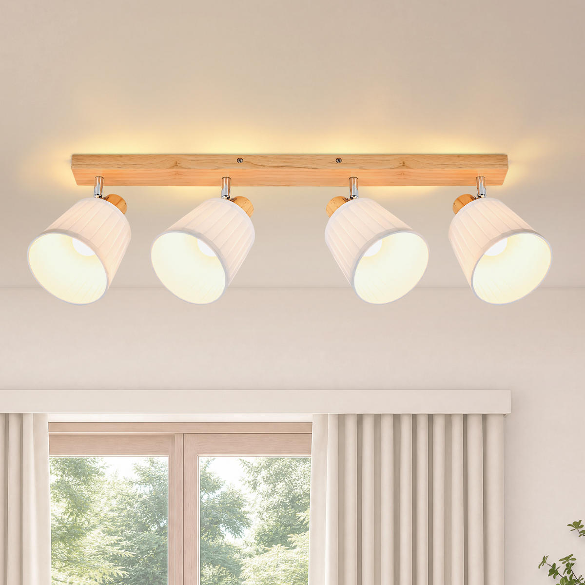 DECKENSTRAHLER Filderstadt II 71.5x66.5x19cm - Braun, Holz (71.5/66.5/19cm) - Nettlife