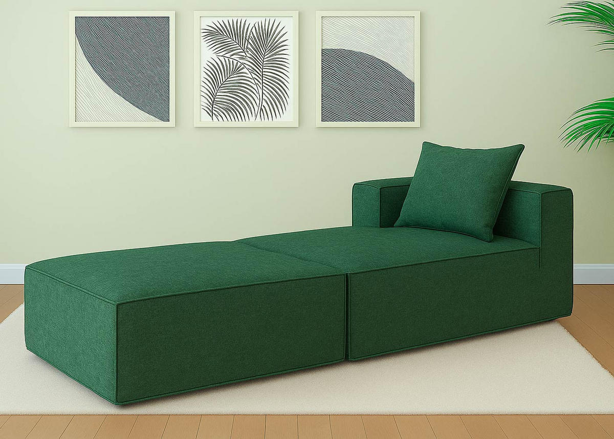 CHAISELONGUE Zelená - zelená, textil (75/63/194cm) - MCW