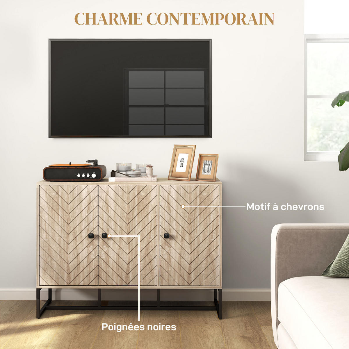 SIDEBOARD Eiche-Optik, 2 Türen, 108/40/80 cm - Eichefarben, Holz (108/80/40cm) - PANGIVO