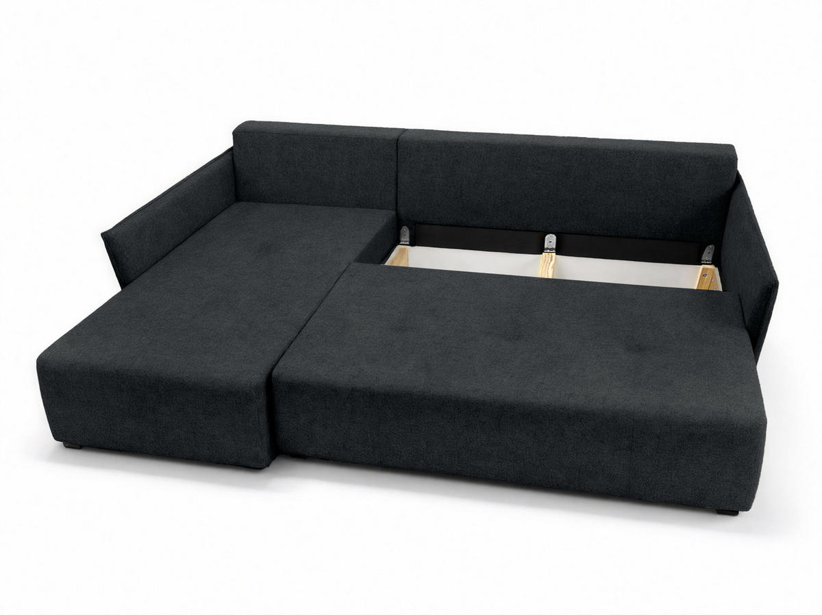 ECKSOFA L Form Damascus Schwarz 212/143/88 cm Links mit Schlaffunktion - Schwarz, Kunststoff/Textil (143/212cm) - AX Living
