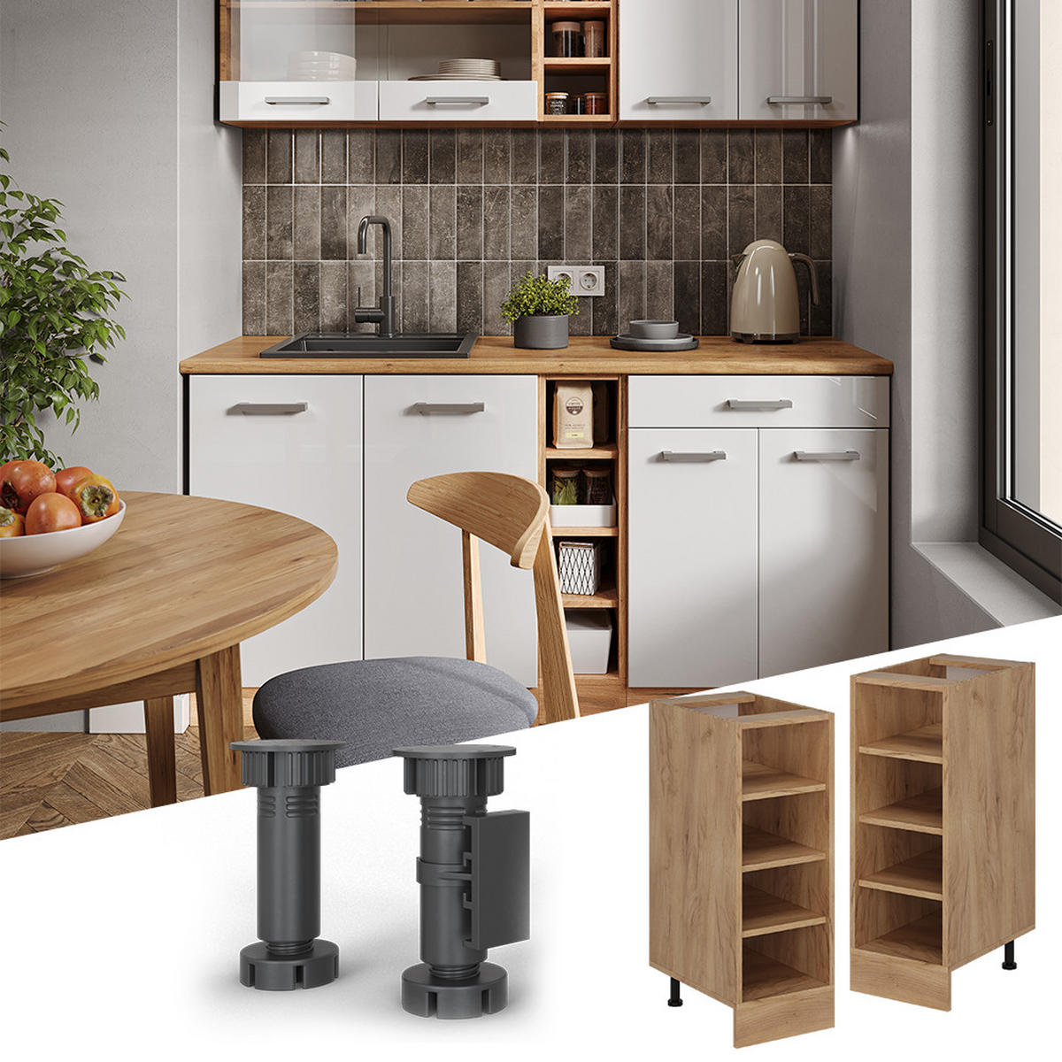 POLICE KUCHYŇ R-Line Zlatý mocný dub - medově dubová, kompozitní dřevo (30/81.6/60cm) - Vicco