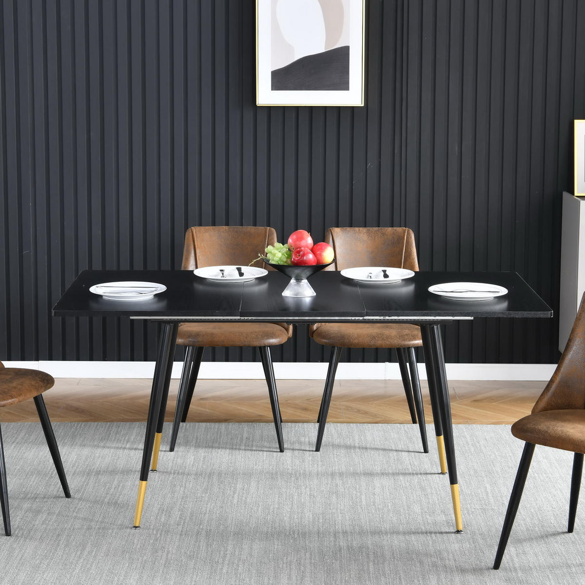 ESSTISCH ausziehbar für 4–6 Personen Schwarz - Schwarz, Metall (160/80/75cm) - Meubles Cosy