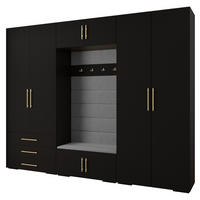 GARDEROBEN-SET 236,7/300/47 - Goldfarben/Schwarz, Holz/Kunststoff (300/236.7/47cm) - Abiks Möbel