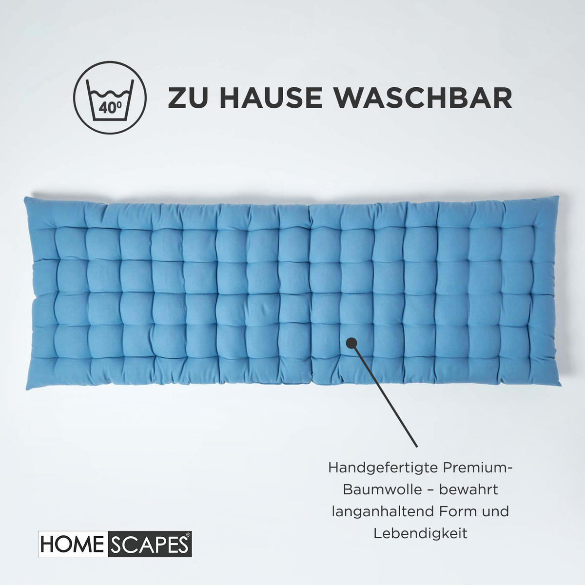 BANKAUFLAGE 2-Sitzer blau 108/42/5 cm - Blau, Textil (108/42/5cm) - Homescapes
