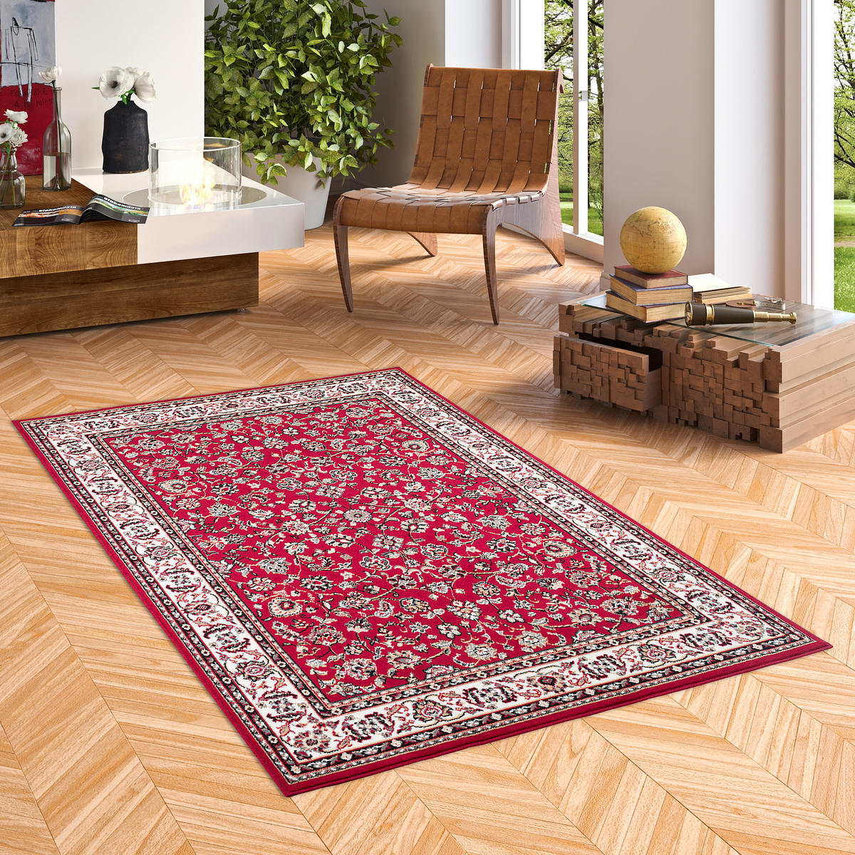 ORIENT TEPPICH TRENDLINE ROT BORDÜRE - Rot, Textil (80/150cm) - Pergamon