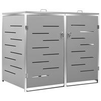 2ER Mülltonnenbox JAGU Edelstahl | Grau | 115,5x138x77,5cm | Für 2 Tonnen 240L - Grau, Metall (138/115.5/77.5cm) - DELUKE