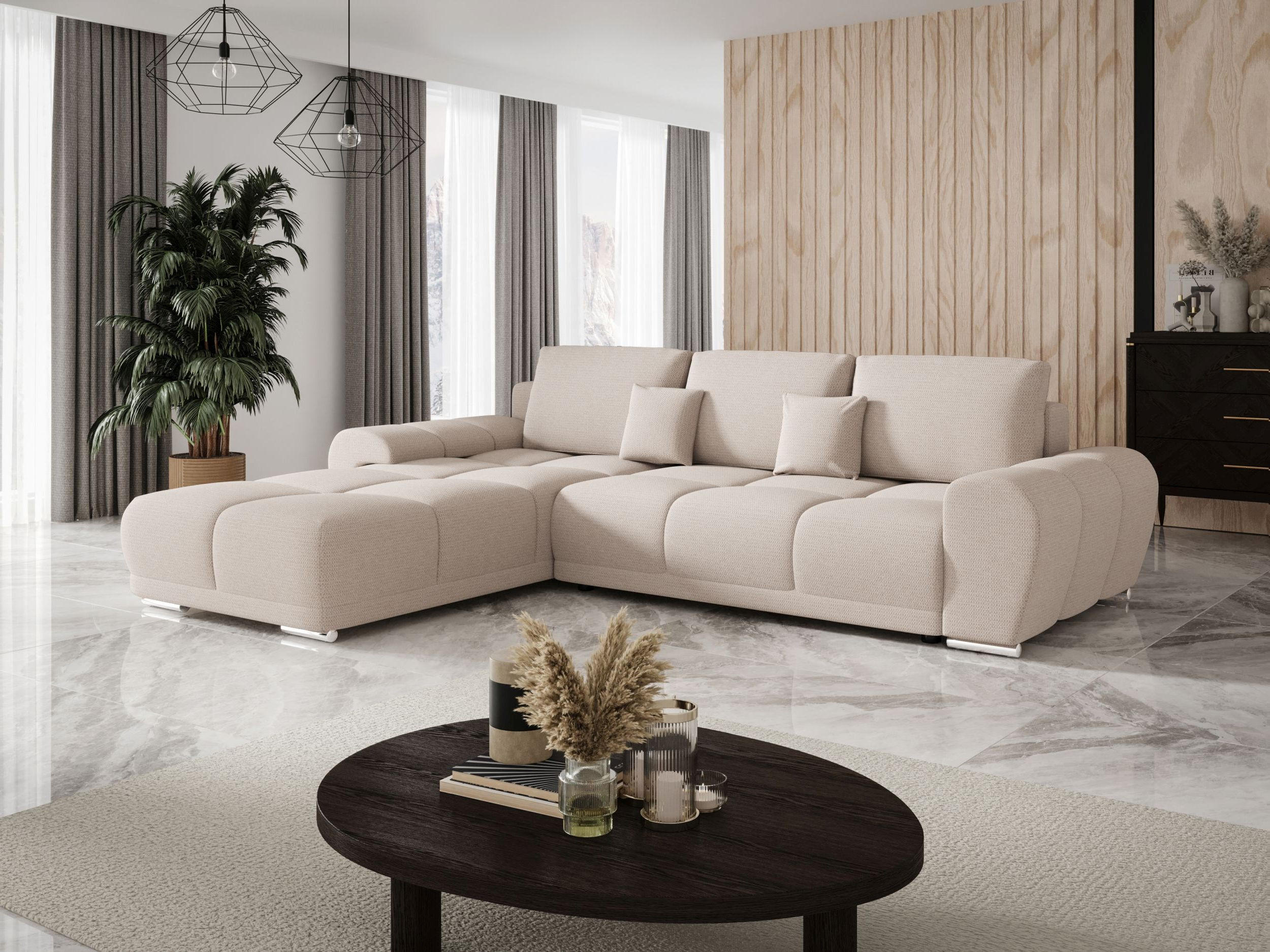 ECKSOFA BEGA L Links ARAGON 03 mit Schlaffunktion - Beige, Textil (289/185cm) - Bedante