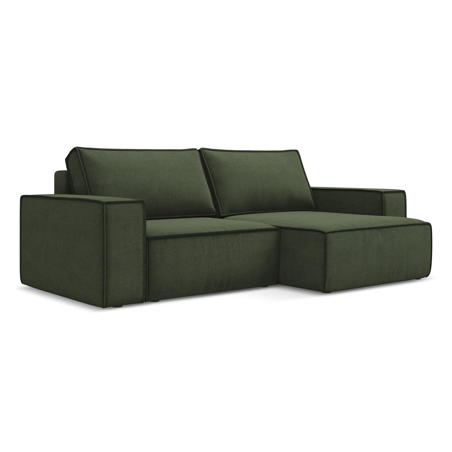 ECKSOFA mit Schlaffunktion Strukturstoff Stoff Grün - Schwarz/Olivgrün, Kunststoff/Textil (257/148cm) - LaMiaSofa