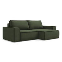 ECKSOFA mit Schlaffunktion Strukturstoff Stoff Grün - Schwarz/Olivgrün, Kunststoff/Textil (257/148cm) - LaMiaSofa