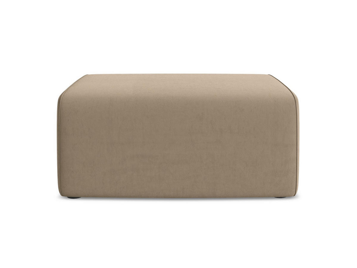 POUF Samt Stoff Beige - Beige/Schwarz, Kunststoff/Textil (90/80/60cm) - Makamii