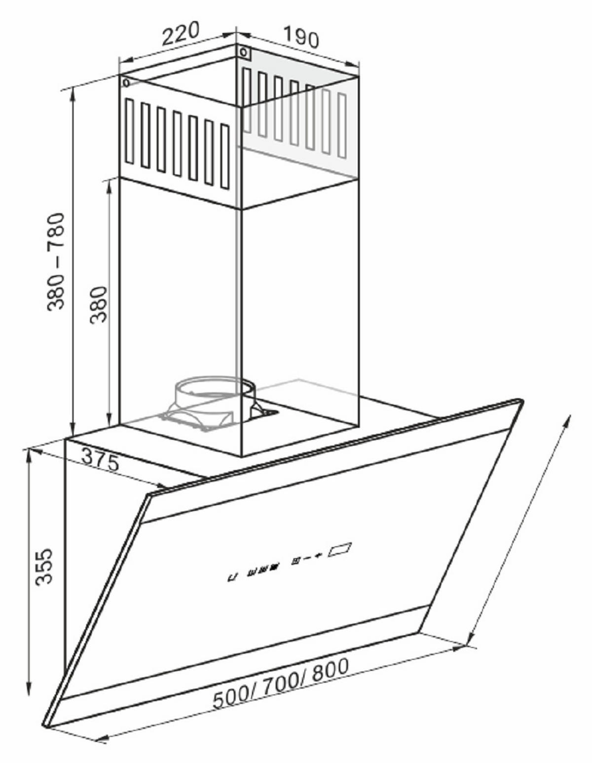DUNSTABZUGSHAUBE AT 5435 Eco 50 cm Schwarz - Schwarz, Glas/Metall (50/75.5/37.5cm) - Kaiser Küchengeräte