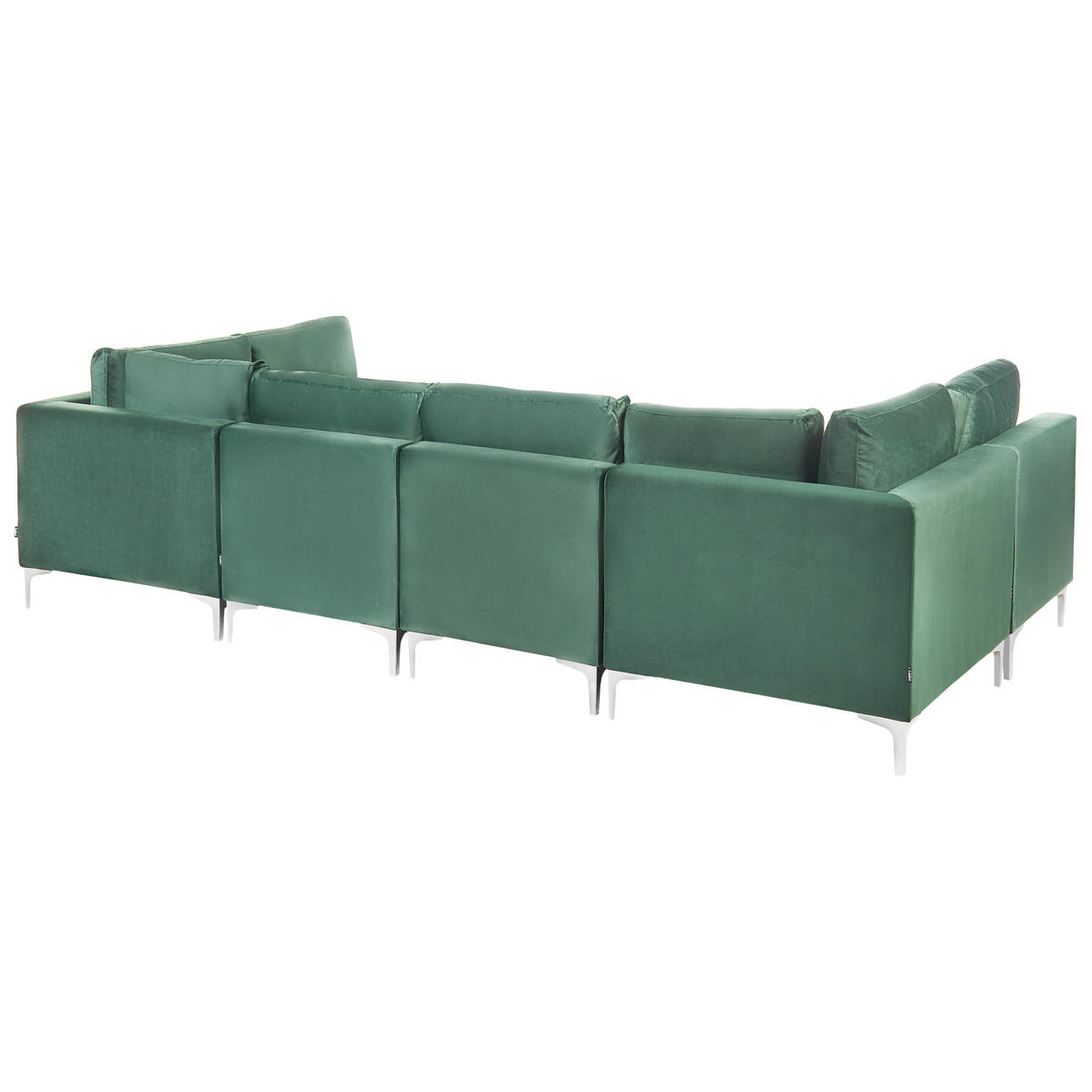 MODULÁRNÍ POHOVKA 6-místná Tvar U Zelená Sametová látka Evja - zelená barva, textil (300/84/150cm) - Beliani