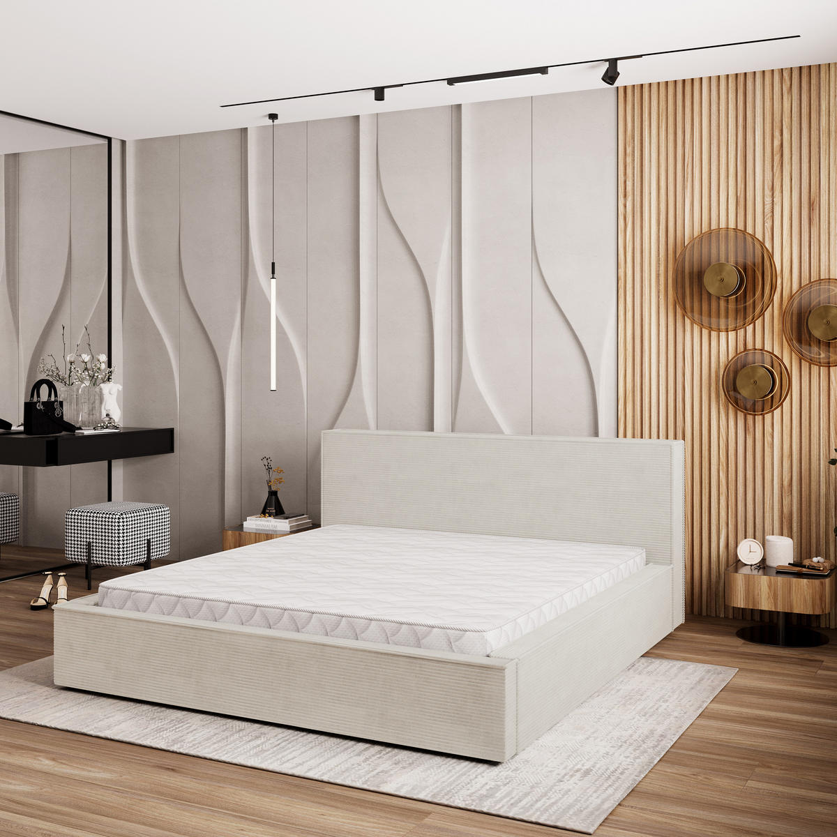 POLSTERBETT CELORA 140x200 cm mit Bettkästen - Creme - Creme, Holz (140/200cm) - MASSENO