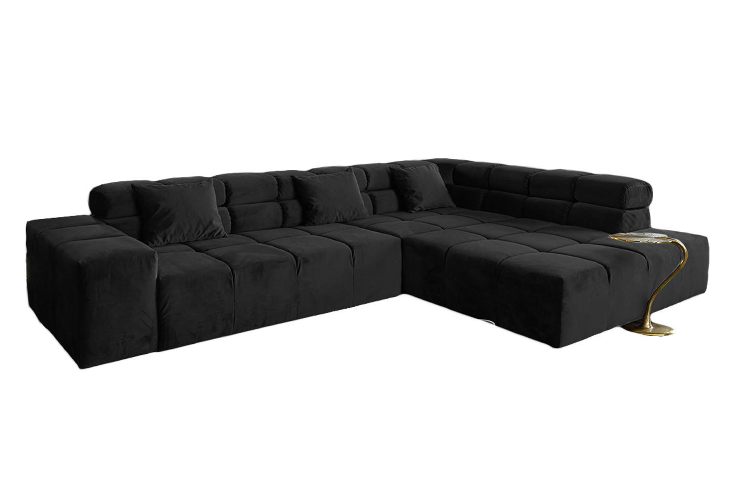 ECKSOFA NEVADA Schwarz Velvet - Schwarz, Textil (319/215cm) - KAWOLA