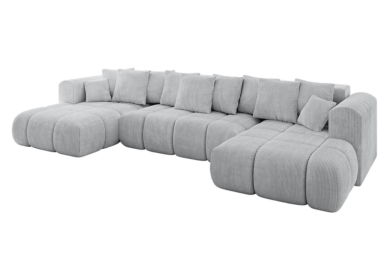 WOHNLANDSCHAFT Ottomane Links CLOUD-U-v1 414x180x40 Grau Cord - Grau, Holzwerkstoff/Kunststoff (414/90/180cm) - ALTDECOR