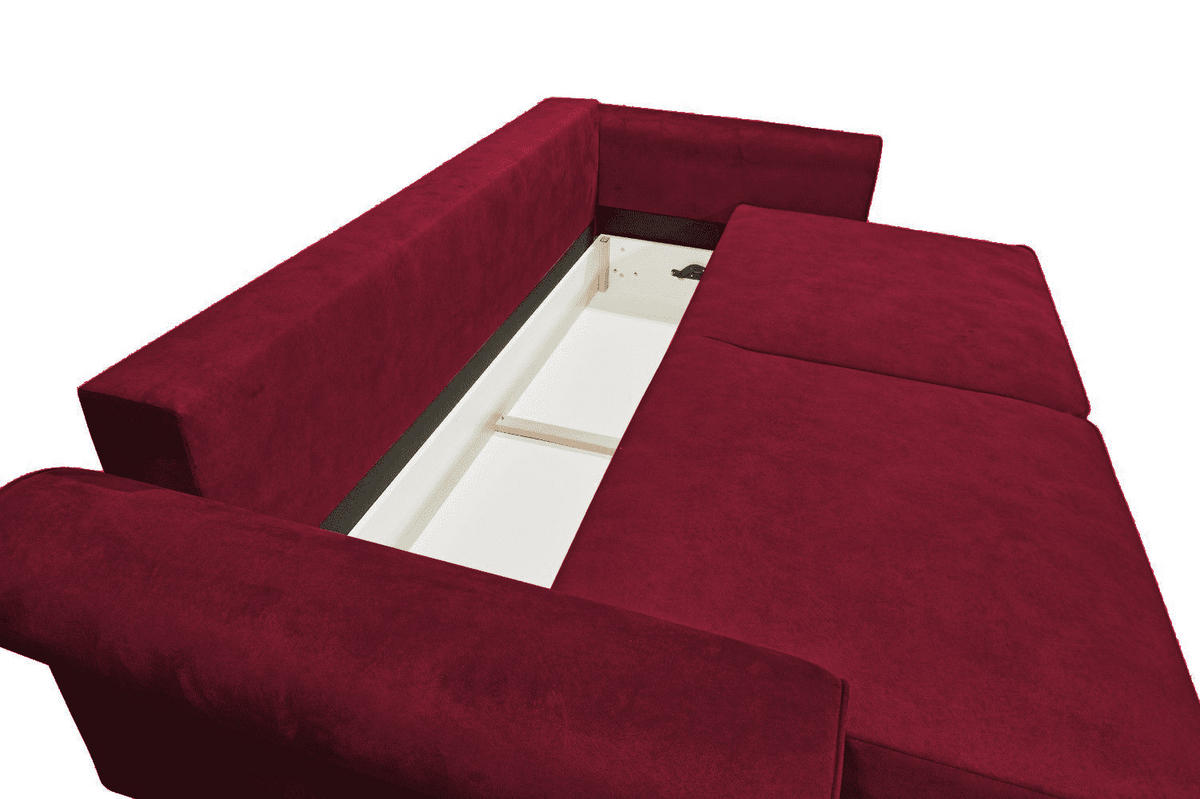 2-SITZER mit Schlaffunktion und Bettkasten - Rotbraun/Rot, Kunststoff/Textil (252/102/115cm) - ed exciting design