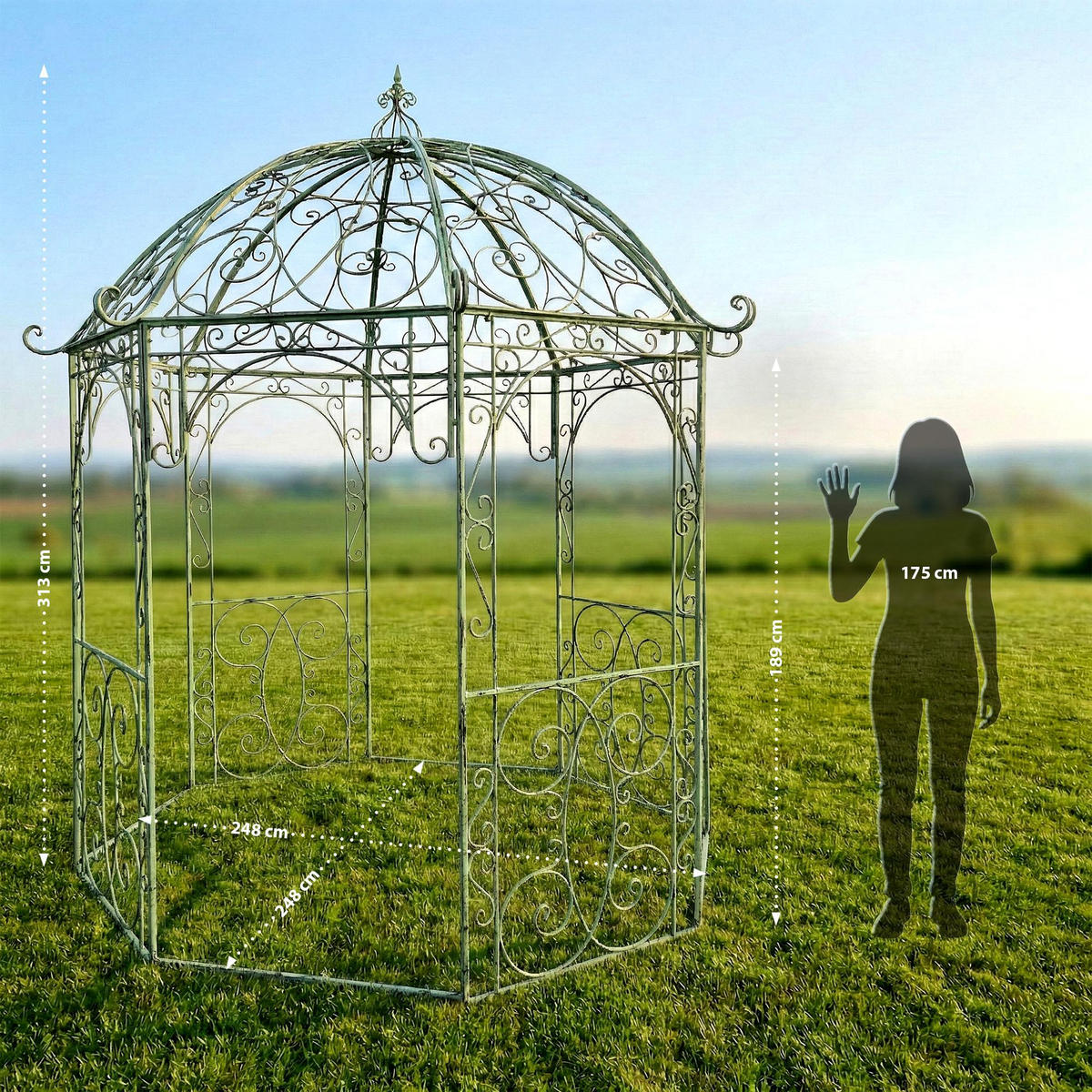 PAVILLON 284/263/313 cm Metall Antik-Grün - Grün, Metall (284/313/263cm) - CLP