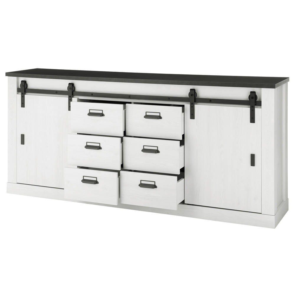 SIDEBOARD Shelton-61 - Weiß, Holzwerkstoff (201/91/43cm) - Lomado
