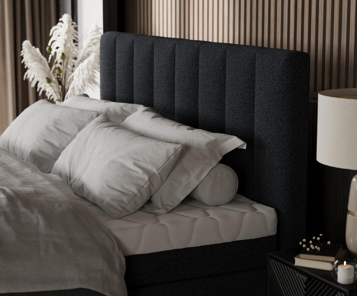 BOXBETT Lume 200/200 cm Anthrazit im Riva Stoff - Anthrazit/Schwarz, Holz/Holzwerkstoff (200/200cm) - AltaBeds