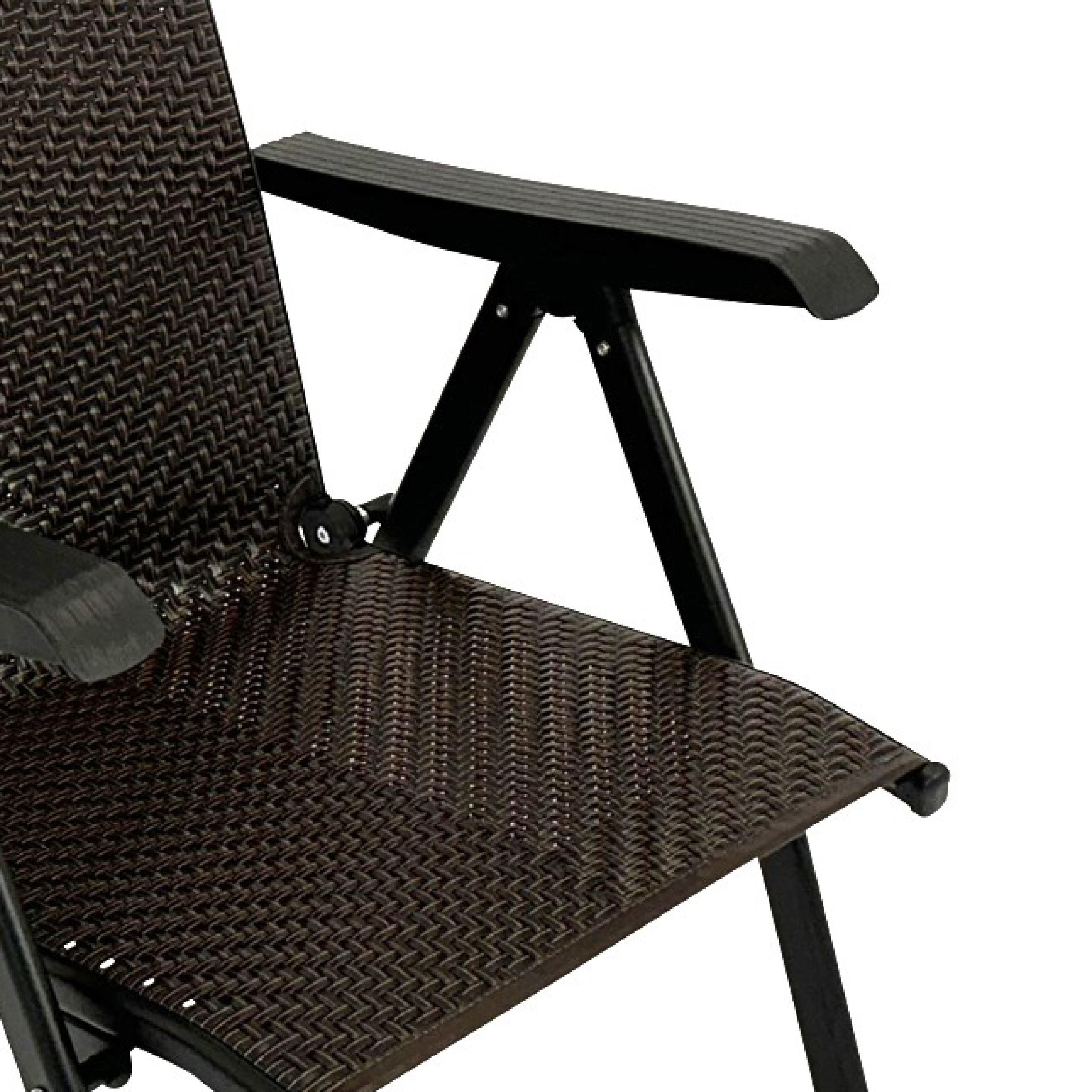 KLAPPSESSEL Washington - 2er-Set Hochlehner Ausführung 7-fach verstellbar, Gestell Stahl grau, Polyrattan braun - Braun, Metall (58/111/71cm) - TPFGarden