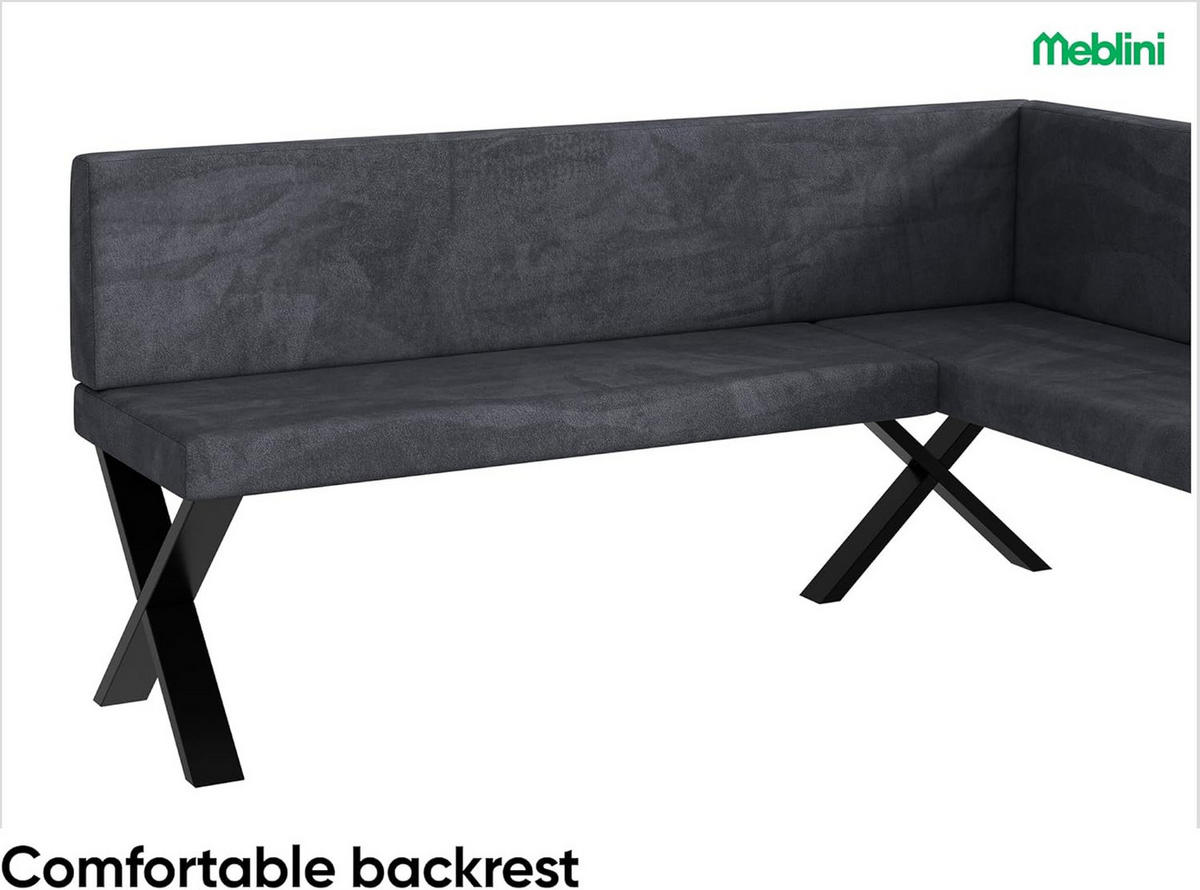 ECKBANK TONI_X - Dunkelgrau, Textil (128/168cm) - Meblini