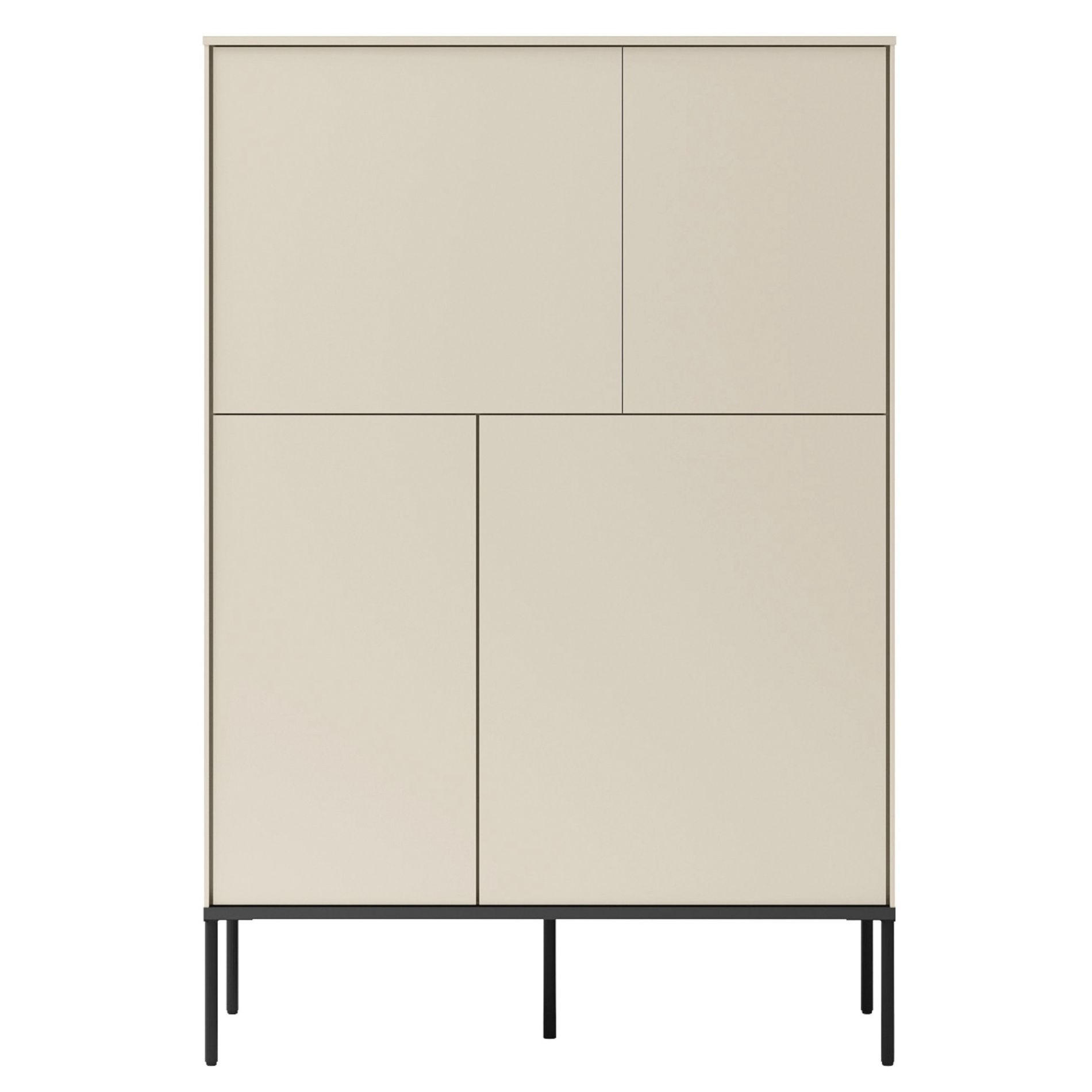 HIGHBOARD Bellezo Creme 95 cm hoch - Creme/Schwarz, Holzwerkstoff/Metall (95/142/41cm) - Selsey