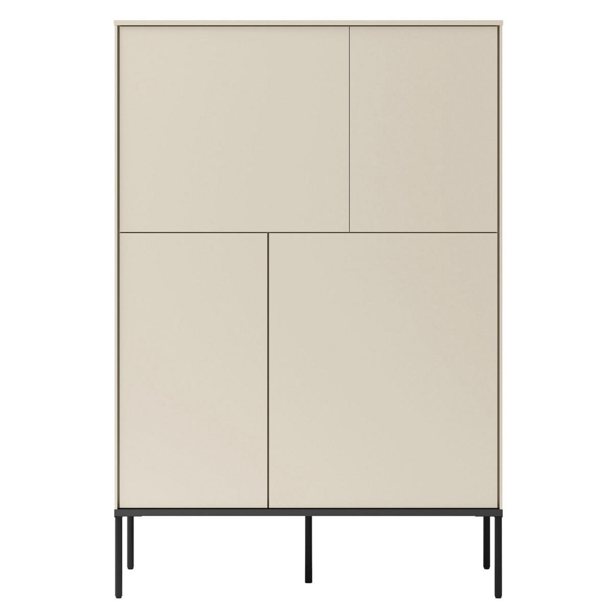 HIGHBOARD Bellezo Creme 95 cm hoch - Creme/Schwarz, Holzwerkstoff/Metall (95/142/41cm) - Selsey