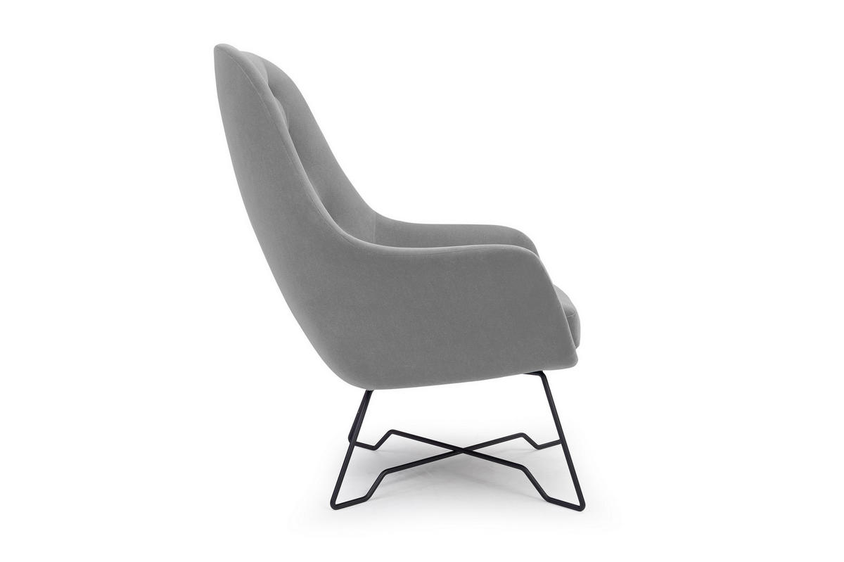 SESSEL SEDUTA, Modern Polstersessel Loungesessel, Velours-Stoff Hellgrau - Hellgrau, Holz/Metall (72.5/101.5/83cm) - MASSENO