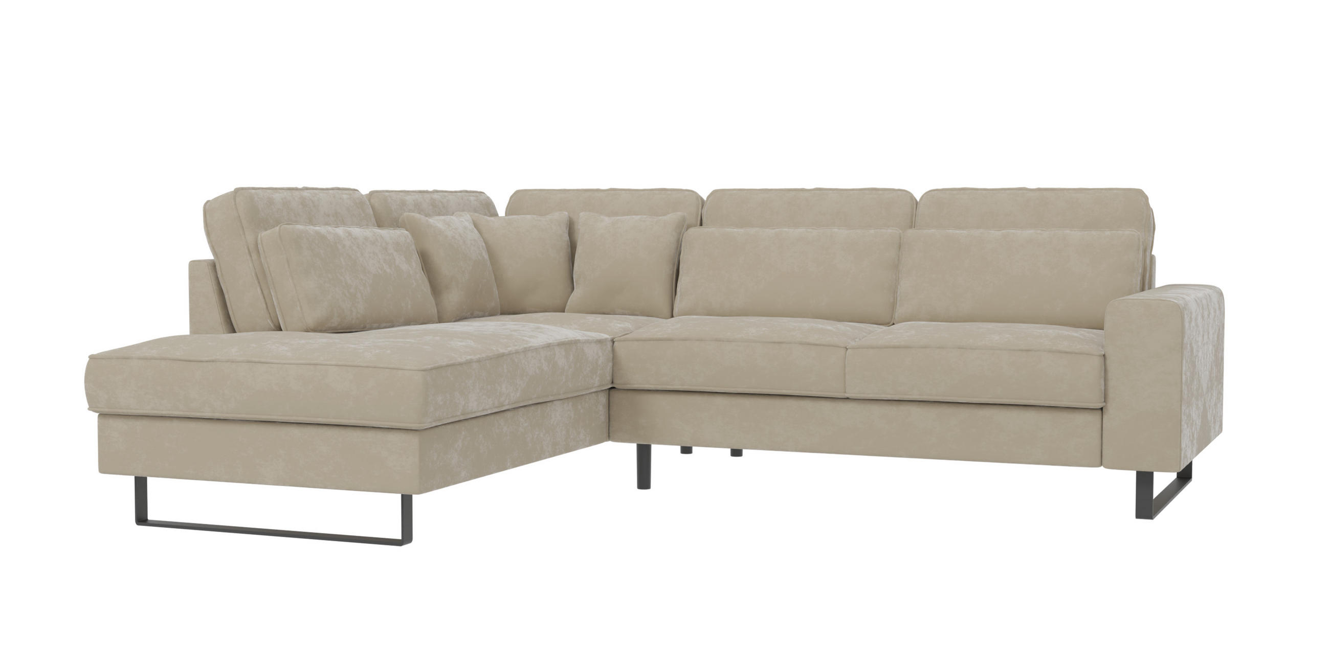 ECKSOFA Zuri Beige Samt - Beige/Schwarz, Holz/Kunststoff (290/231cm) - S-Style Möbel