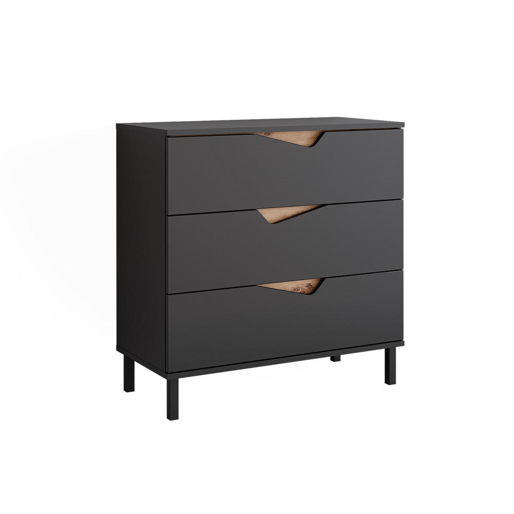 Vicco KREDENC Marelle Antracit/Artisan 80 x 81.2 cm se 3 zásuvkami