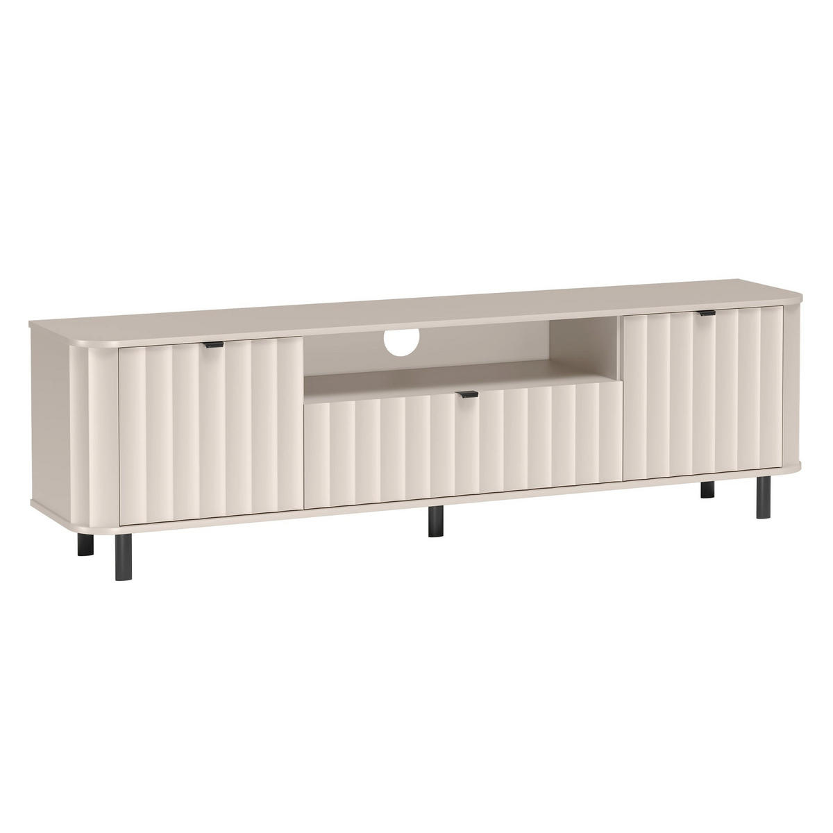 TV stolek Novado kašmírově šedý 196/57/40 cm - černá/šedohnědá, kov/kompozitní dřevo (196/57/40.5cm) - Selsey