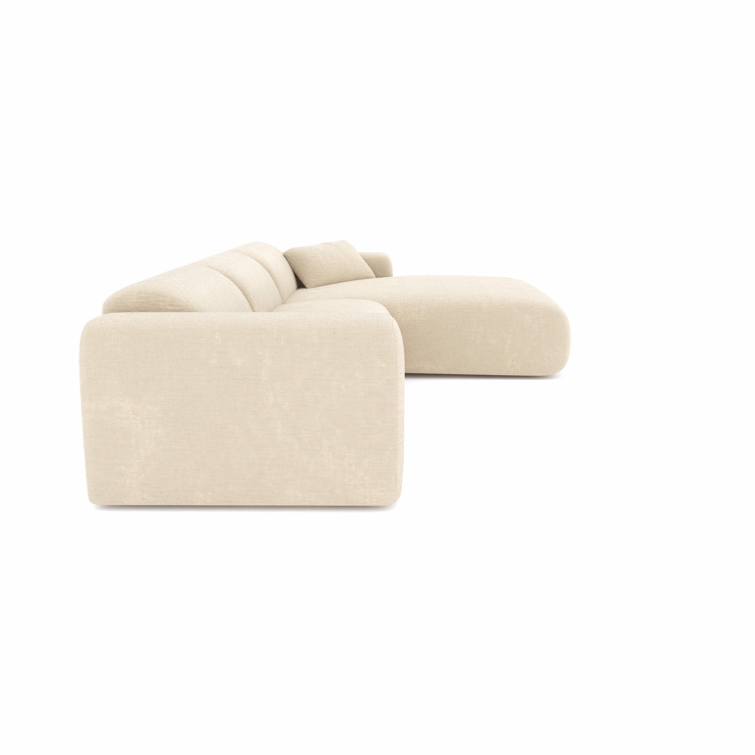 ECKSOFA RECHTS Texturierter Samt Creme 280cm - Creme, Textil (280/95cm) - Sia Home