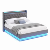 POLSTERBETT mit LED, USB und Stauraum 140x200 cm Grau - Grau, Metall (140/200cm) - Meubliv